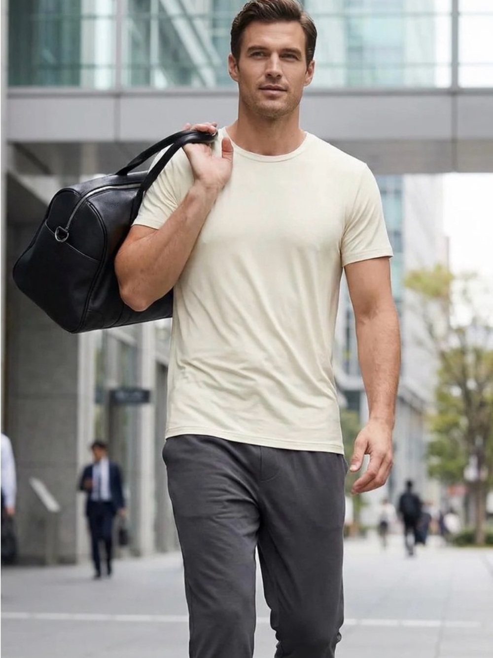 Kickee Pants Men's Short Sleeve Crew Neck Tee in Natural Size Medium Bamboo